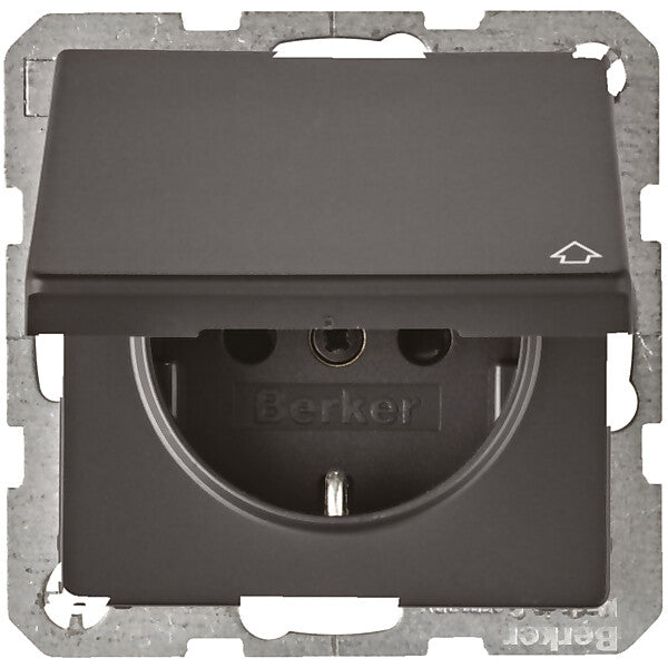 Hager/Berk SCHUKO-Steckdose anth/sa m. Klappdeckel 47516086